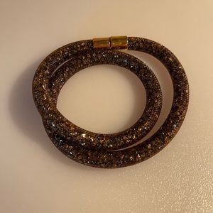 SWAROVSKI STARDUST DELUXE DOUBLE BROWN TUBE BRACELET- Medium